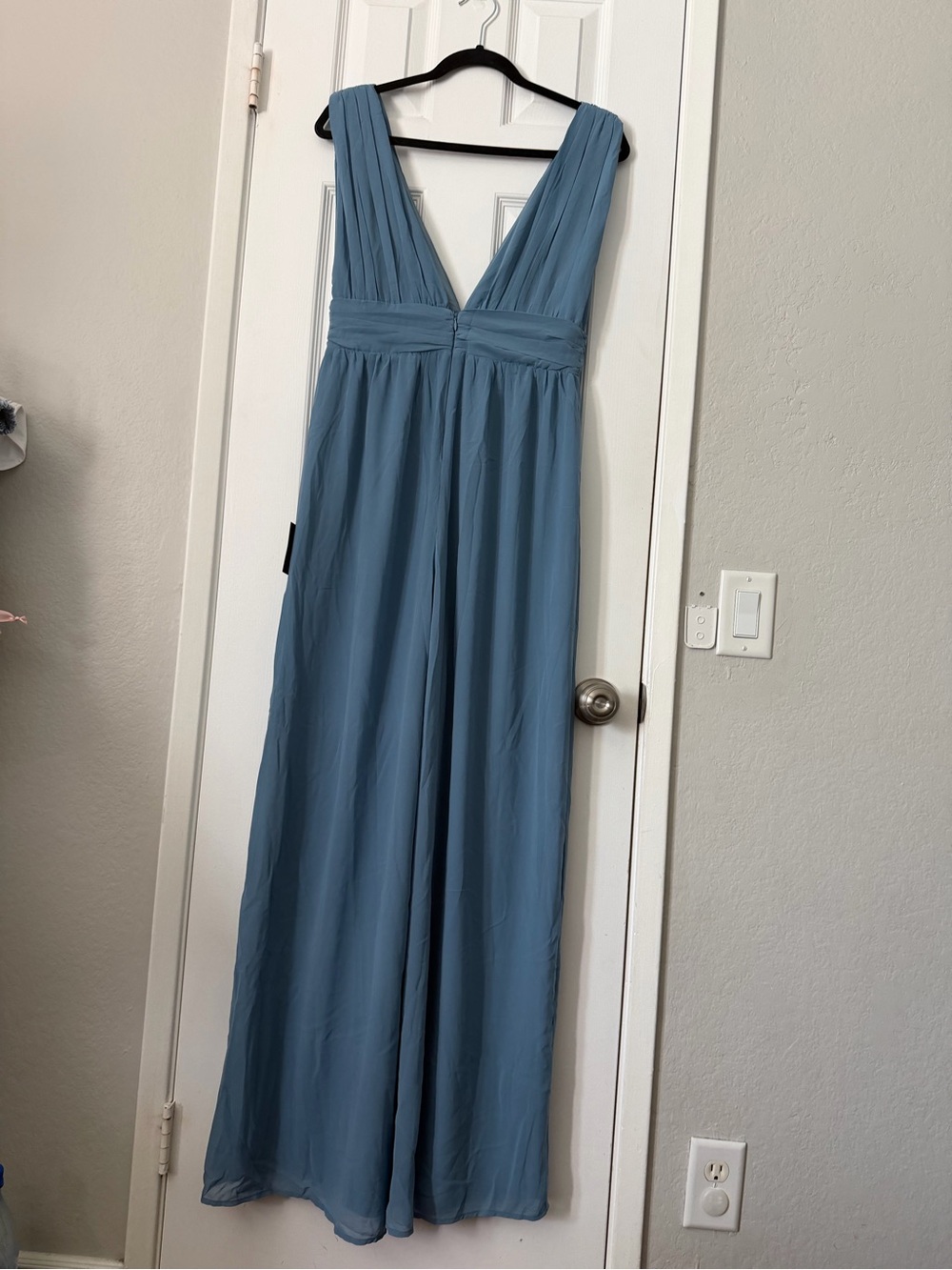 Lulu's Dusty Blue V-Neck Jumpsuit